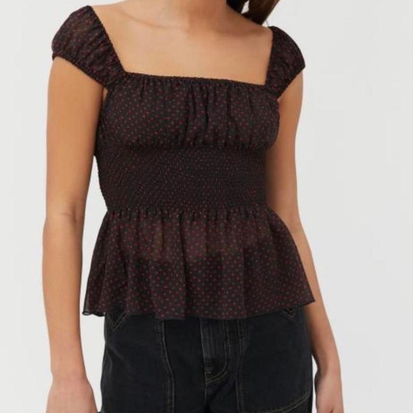 NWOT Urban Outfitters Black and Red Patterned Top - Picture 1 of 5